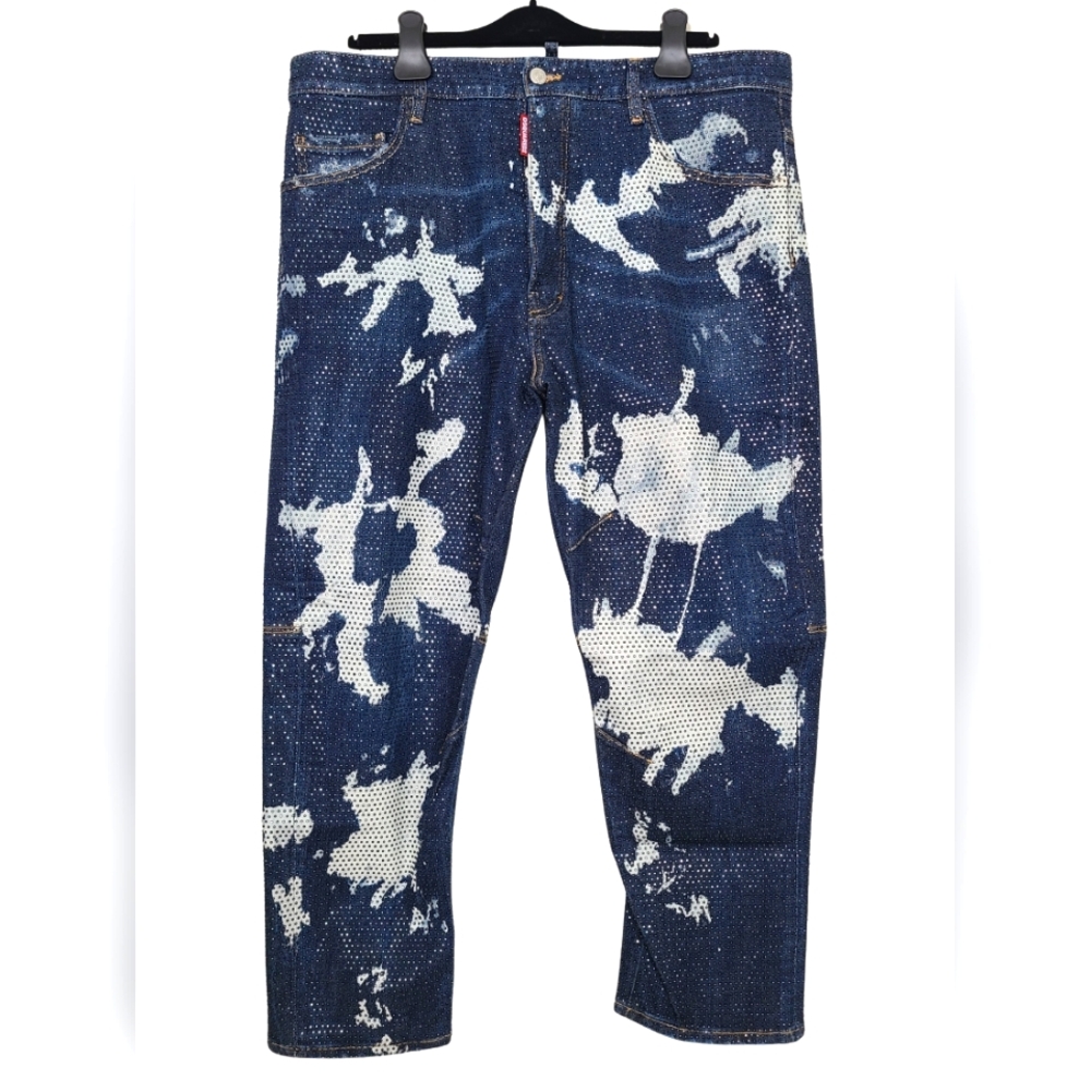 🇨🇦 NWOT DSQUARED2 🍁  Crystal Embellished Combat Jeans - 40" Waist